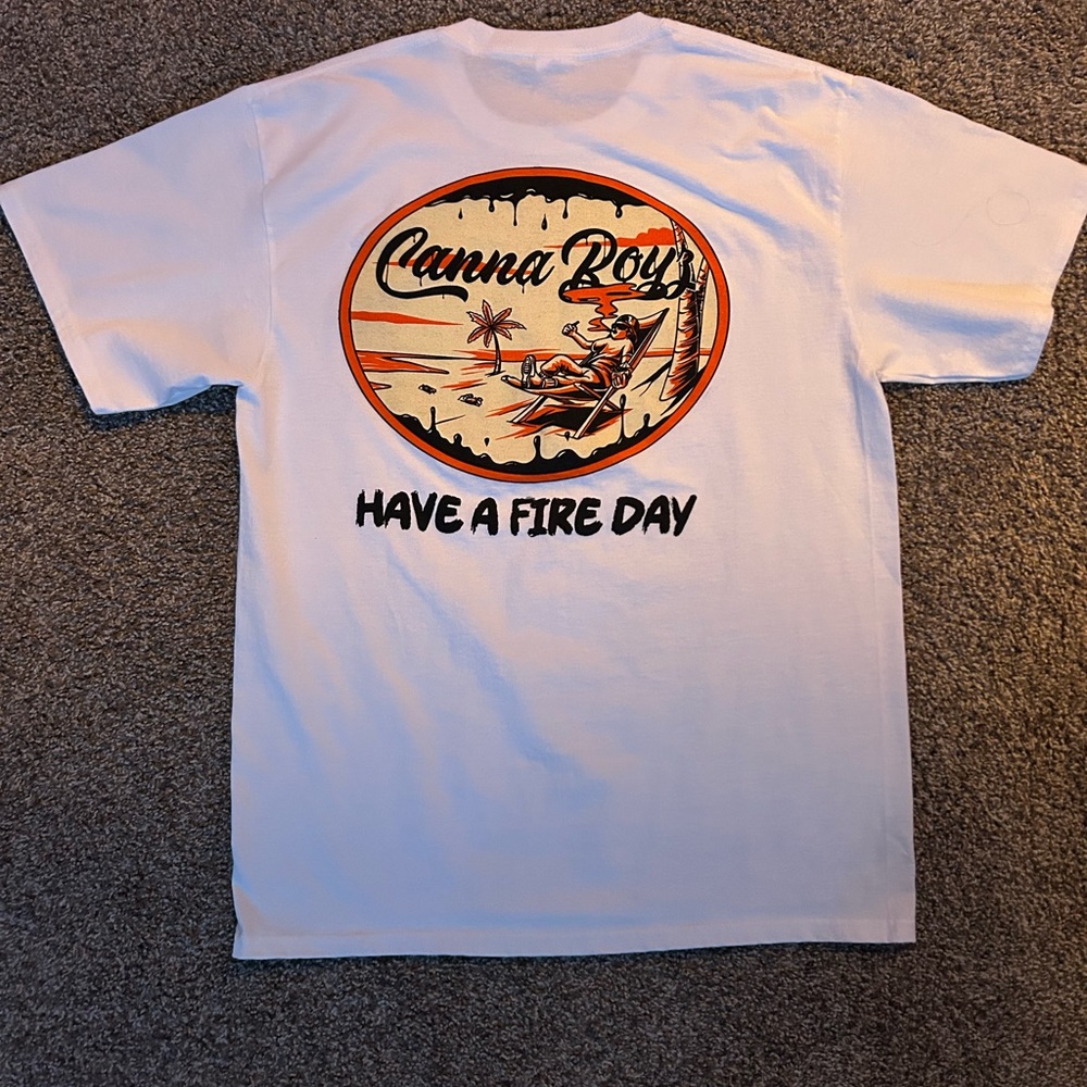 Orange Short Sleeve Tee with Retro Graphic